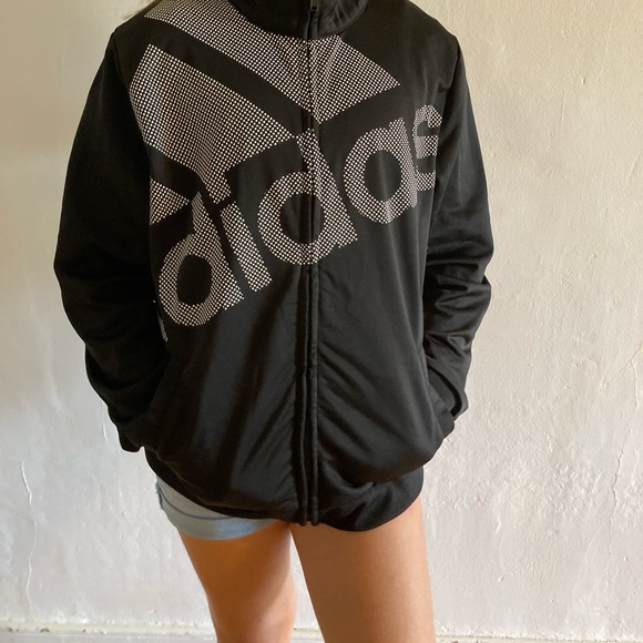 Adidas black zip up jacket. Perfect condition - Picture 2 of 4